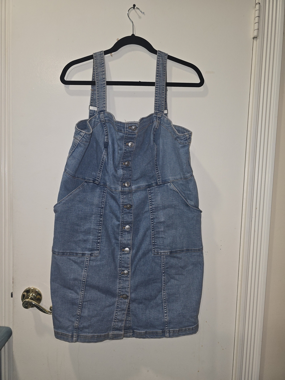 H&M Light Blue Denim Button-Front Mini Dress